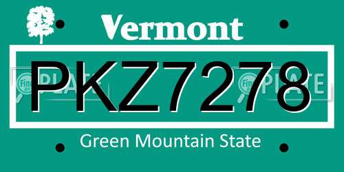 PKZ7278 Vermont License Plate