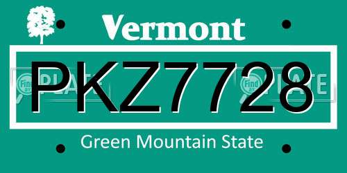 PKZ7728 Vermont License Plate