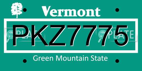 PKZ7775 Vermont License Plate