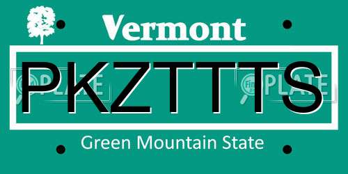 PKZTTTS Vermont License Plate