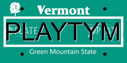 PLAYTYM Vermont License Plate
