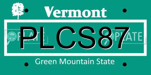 PLCS87 Vermont License Plate