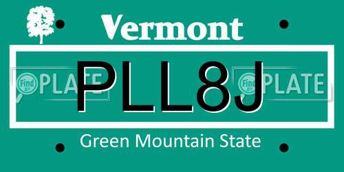 PLL8J Vermont License Plate
