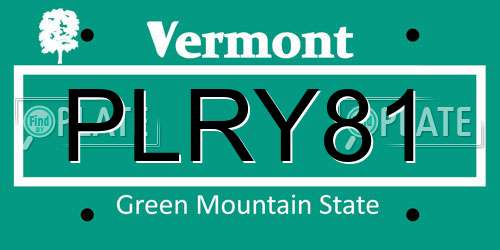 PLRY81 Vermont License Plate