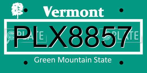 PLX8857 Vermont License Plate
