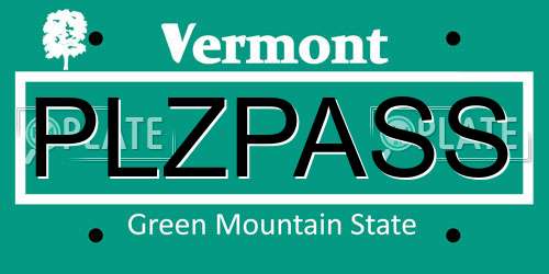 PLZPASS Vermont License Plate