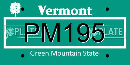 PM195 Vermont License Plate