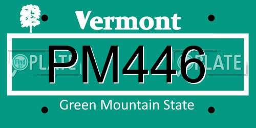 PM446 Vermont License Plate