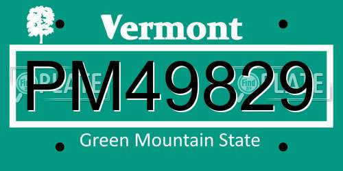 PM49829 Vermont License Plate