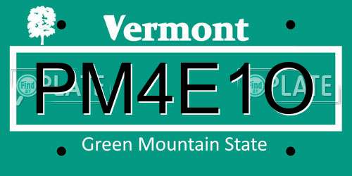 PM4E1O Vermont License Plate