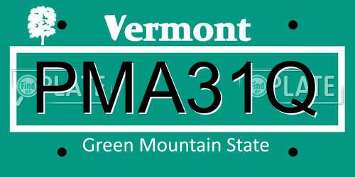 PMA31Q Vermont License Plate