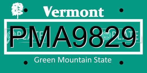PMA9829 Vermont License Plate