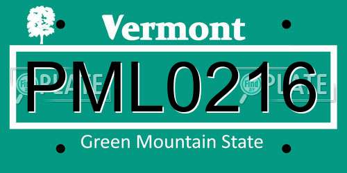PML0216 Vermont License Plate