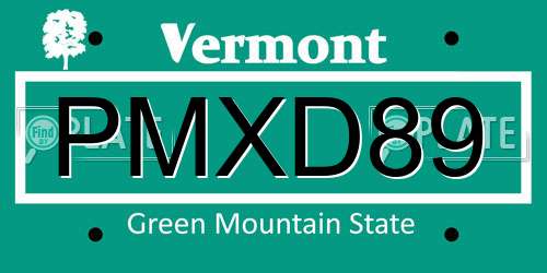 PMXD89 Vermont License Plate