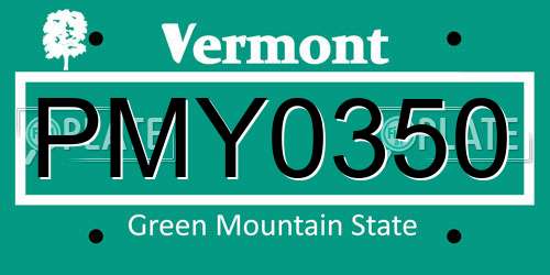 PMY0350 Vermont License Plate