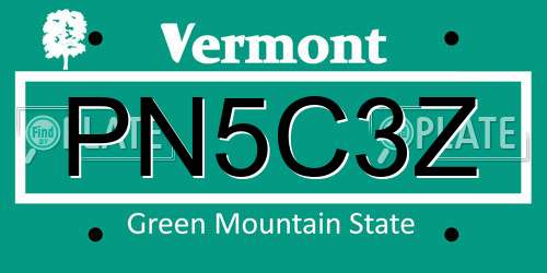 PN5C3Z Vermont License Plate