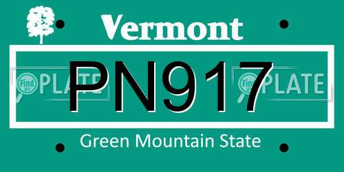 PN917 Vermont License Plate