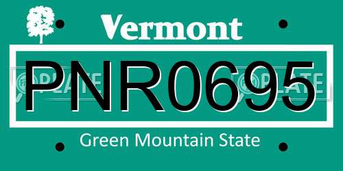 PNR0695 Vermont License Plate
