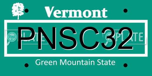 PNSC32 Vermont License Plate