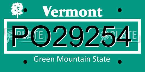 PO29254 Vermont License Plate