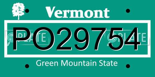 PO29754 Vermont License Plate