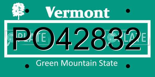 PO42832 Vermont License Plate