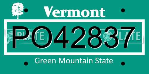 PO42837 Vermont License Plate