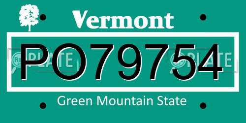 PO79754 Vermont License Plate