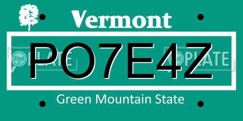 PO7E4Z Vermont License Plate