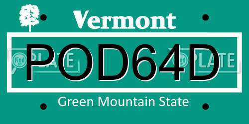 POD64D Vermont License Plate