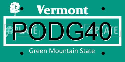 PODG40 Vermont License Plate
