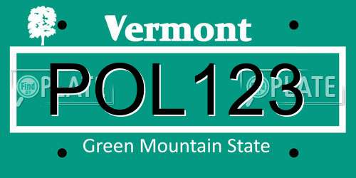 POL123 Vermont License Plate