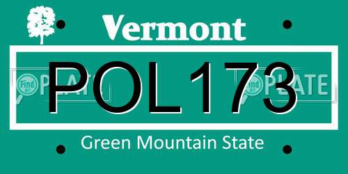 POL173 Vermont License Plate