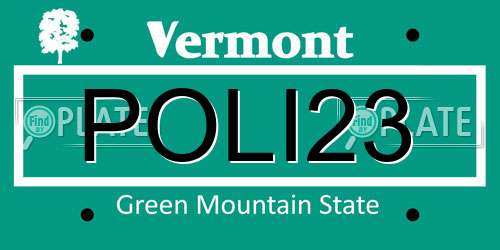 POLI23 Vermont License Plate