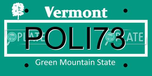 POLI73 Vermont License Plate