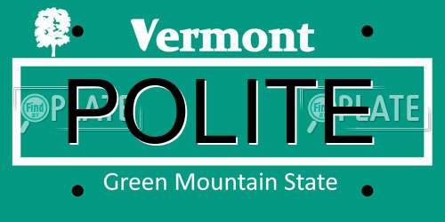 POLITE Vermont License Plate