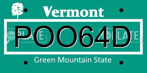 POO64D Vermont License Plate