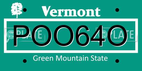 POO64O Vermont License Plate