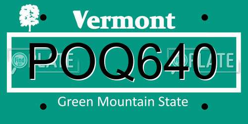 POQ640 Vermont License Plate