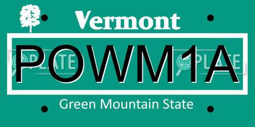 POWM1A Vermont License Plate
