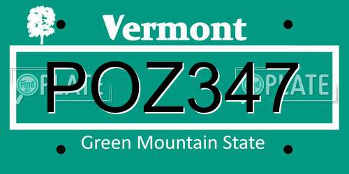 POZ347 Vermont License Plate