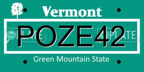 POZE42 Vermont License Plate