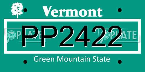 PP2422 Vermont License Plate