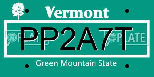 PP2A7T Vermont License Plate