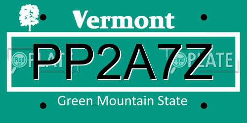 PP2A7Z Vermont License Plate