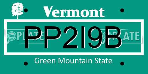 PP2I9B Vermont License Plate