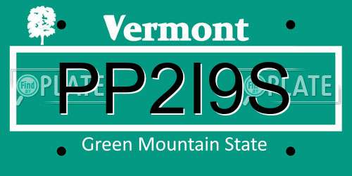 PP2I9S Vermont License Plate