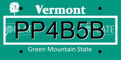 PP4B5B Vermont License Plate