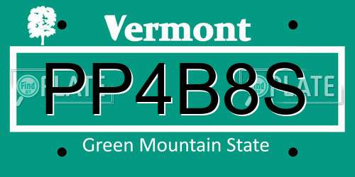 PP4B8S Vermont License Plate