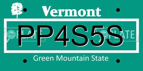 PP4S5S Vermont License Plate
